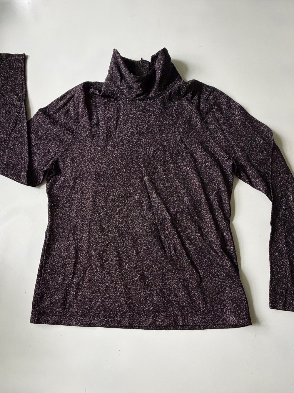 J.McLaughlin Turtleneck Sweater Womens L Black Ribbed Metallic Shimmer